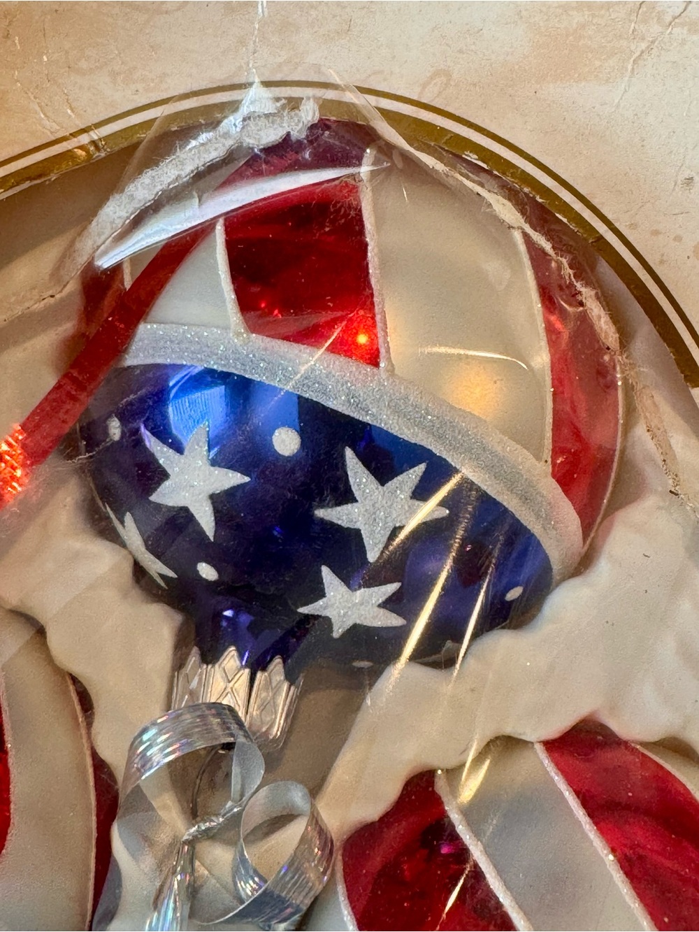 🇺🇸 USA American Red, White & Blue Star Stripe Glass Ornaments - 2004 - 2” - Picture 7 of 15
